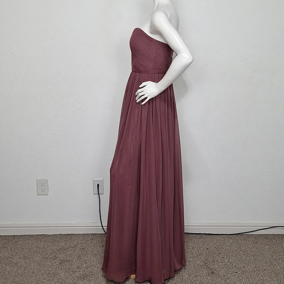 Weddington Way Light Burgundy Romantic Coquette Strapless Chiffon Gown Dress *6 - Picture 6 of 10